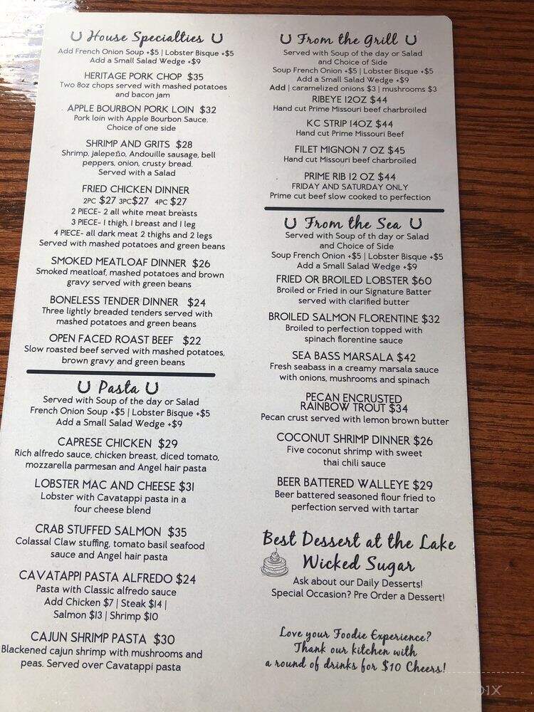 Horseshoe Bend Bar and Grill - Lake Ozark, MO menu_pic