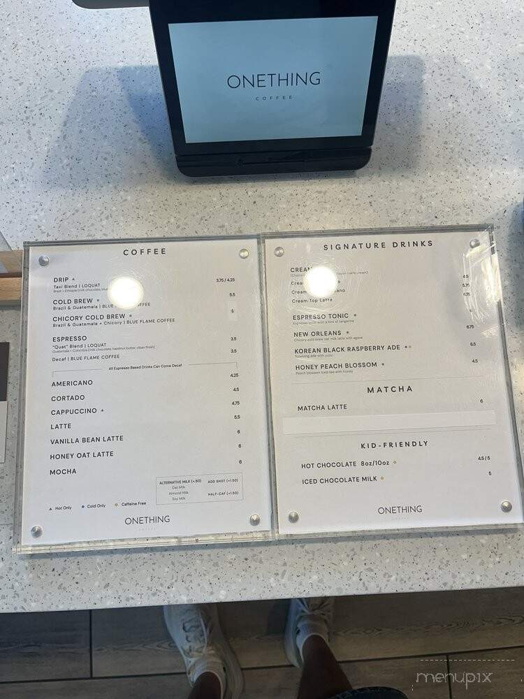 OneThing Coffee - Los Angeles, CA menu_pic
