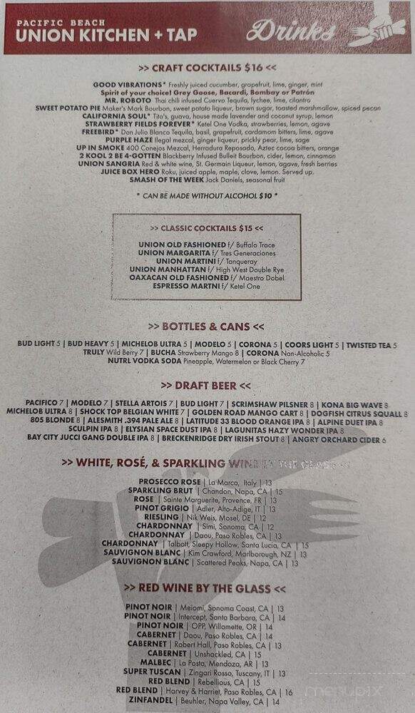 Union Kitchen & Tap - San Diego, CA menu_pic