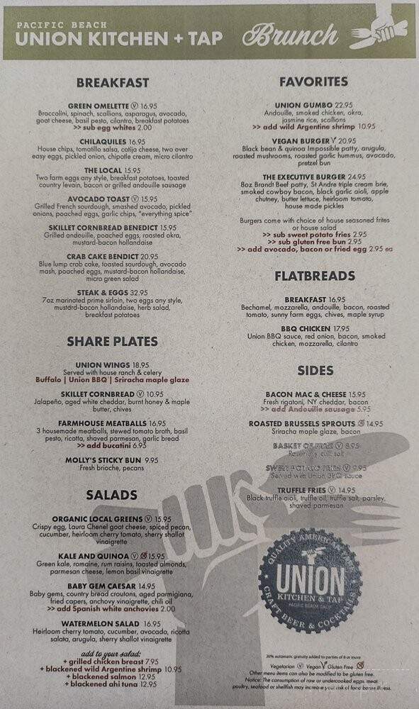 Union Kitchen & Tap - San Diego, CA menu_pic