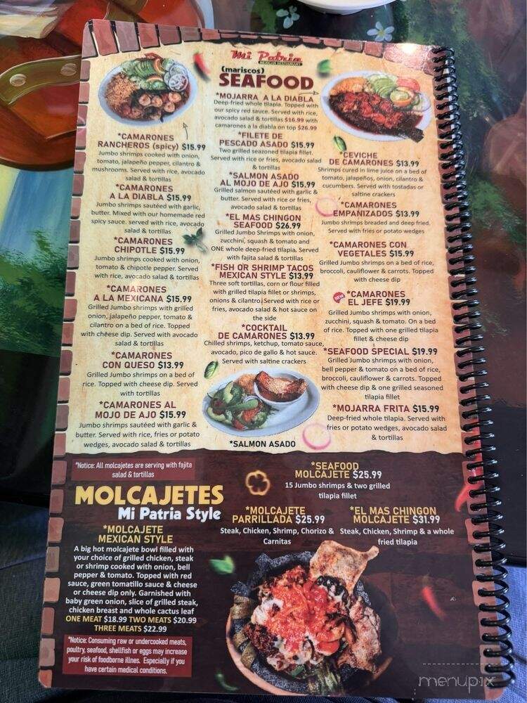 Mi patria Mexican Restaurant - Murfreesboro, TN menu_pic