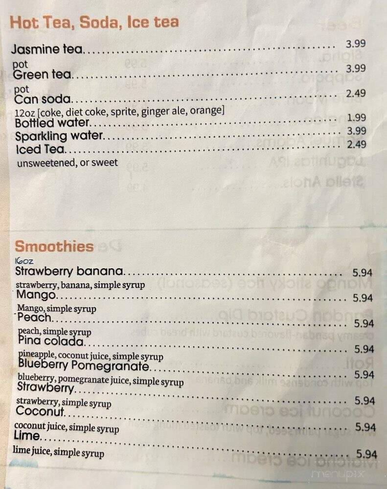Roong Aroon Thai Cafe - Lutz, FL menu_pic