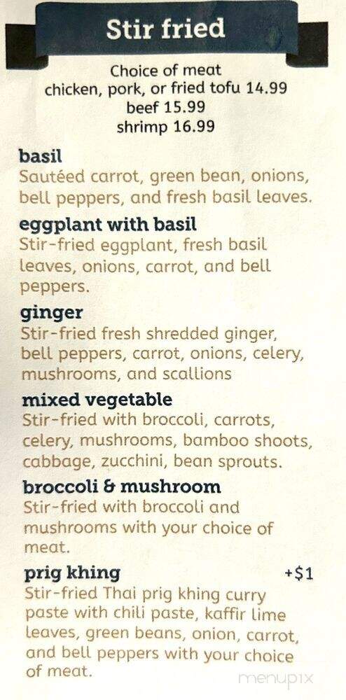 Roong Aroon Thai Cafe - Lutz, FL menu_pic
