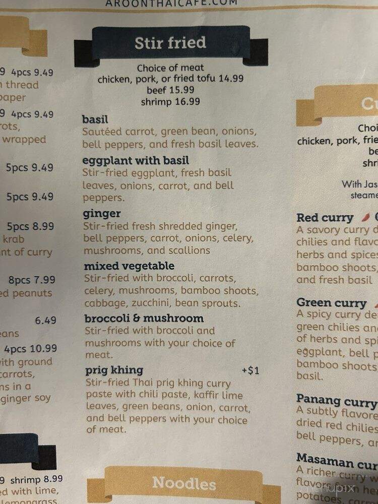 Roong Aroon Thai Cafe - Lutz, FL menu_pic