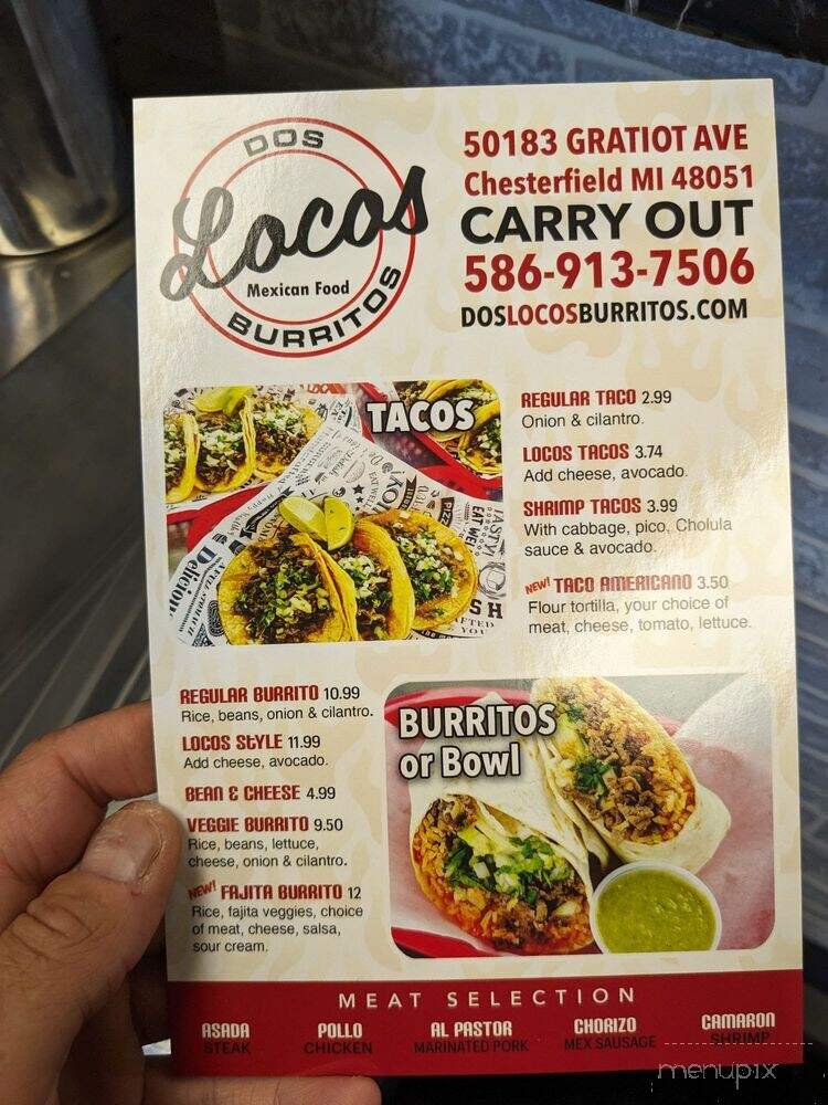 Dos Locos Burritos - Chesterfield, MI menu_pic