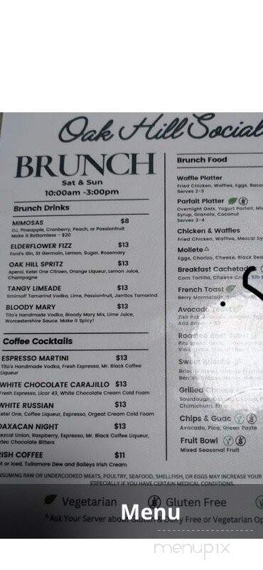 Oak Hill Social - Austin, TX menu_pic