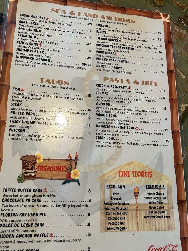 Hidden Anchor Tiki Bar & Grill - Tarpon Springs, FL menu_pic