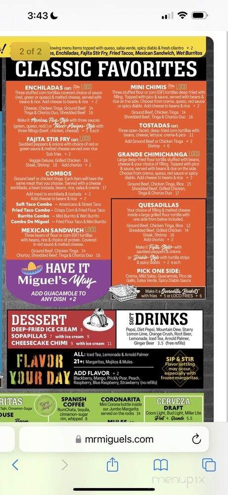 Mr Miguel's Mexican Grill & Cantina - Utica, MI menu_pic