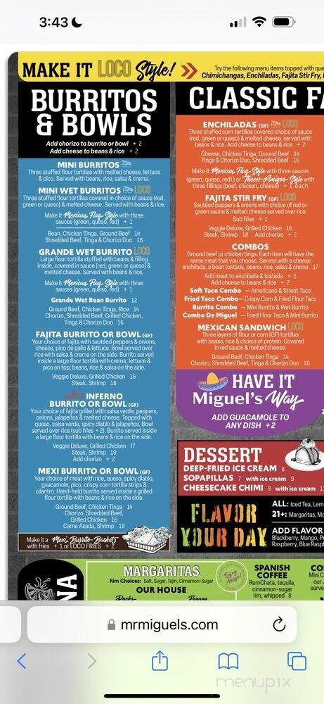 Mr Miguel's Mexican Grill & Cantina - Utica, MI menu_pic