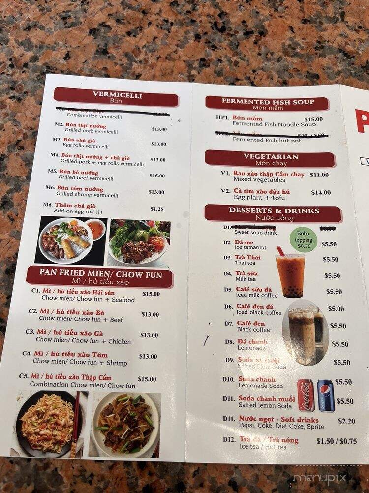 Pho Yen - El Monte, CA menu_pic