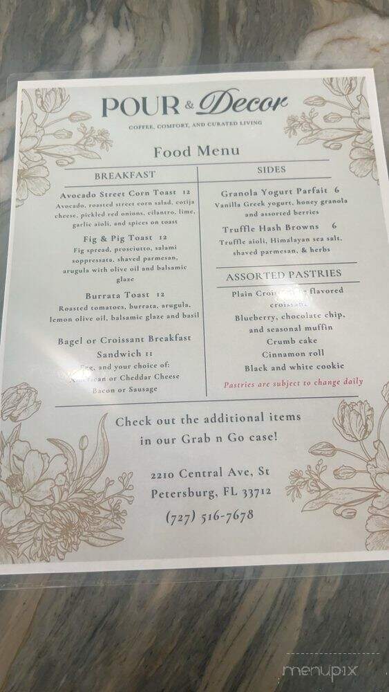 Pour and Decor - St. Petersburg, FL menu_pic