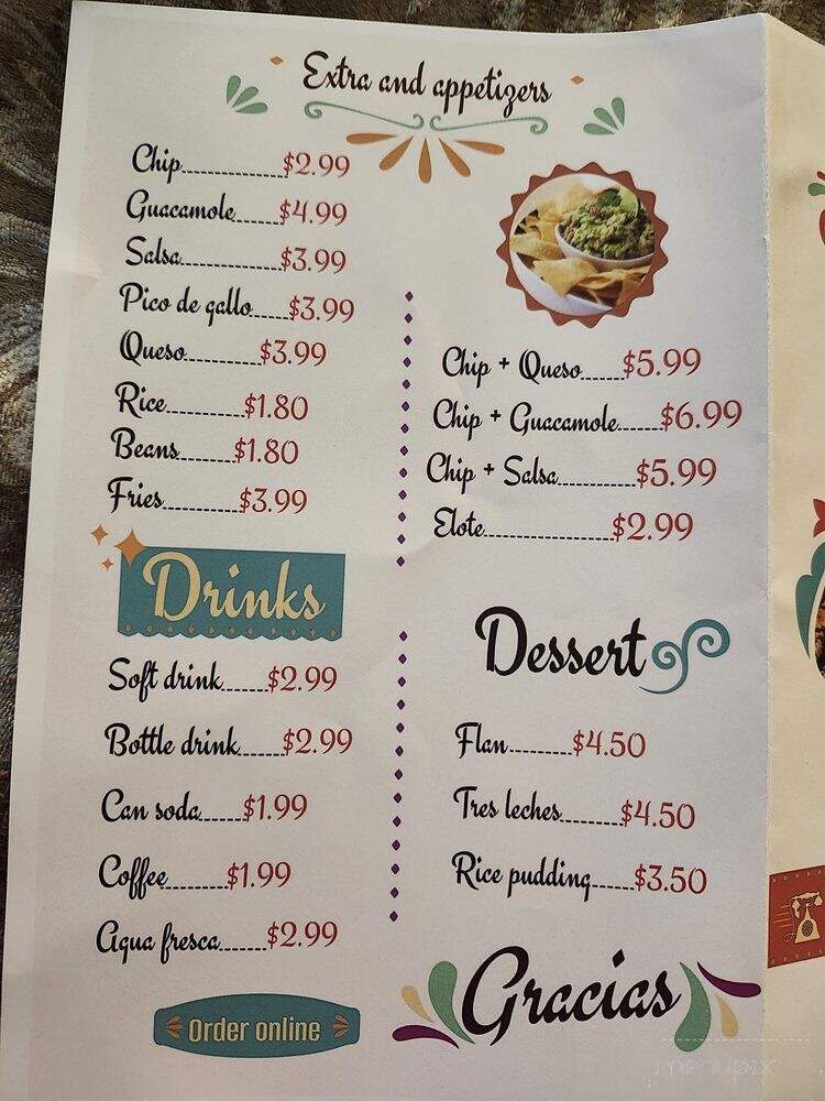 Calixto Mexican Grill - Livonia, MI menu_pic