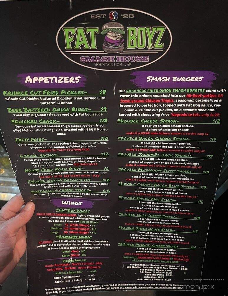 Fat Boyz Smash House - Mountain Home, AR menu_pic