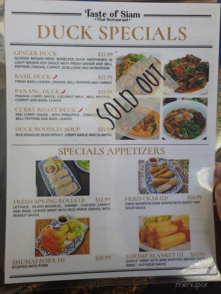 Taste of Siam - Tehachapi, CA menu_pic