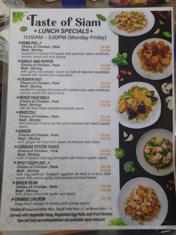 Taste of Siam - Tehachapi, CA menu_pic