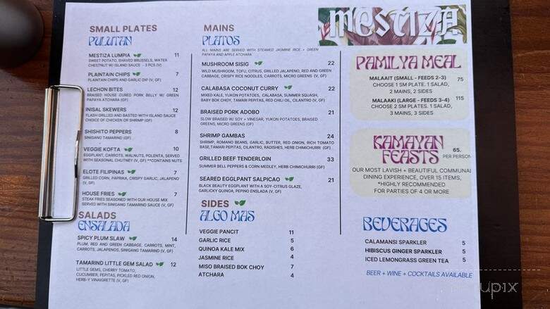 Mestiza - San Francisco, CA menu_pic