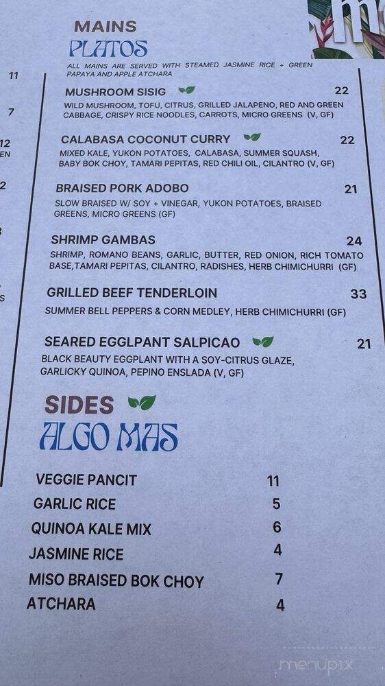Mestiza - San Francisco, CA menu_pic