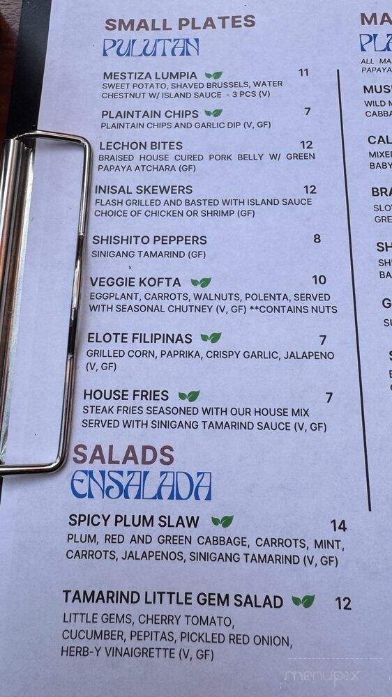 Mestiza - San Francisco, CA menu_pic