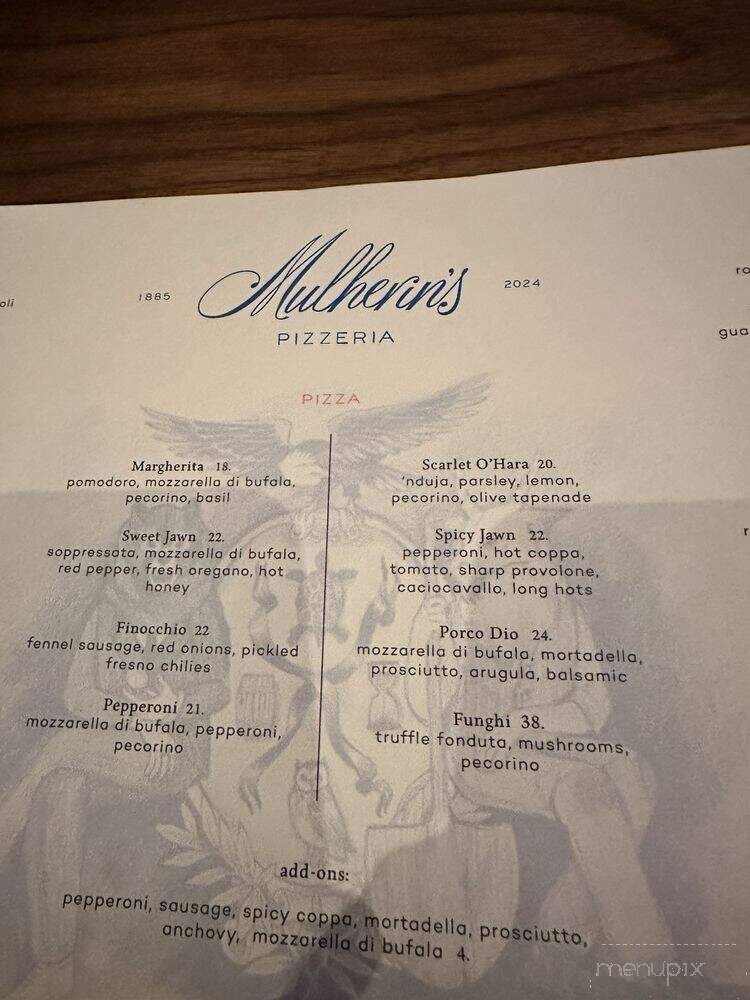 Mulherin's Pizzeria - Philadelphia, PA menu_pic