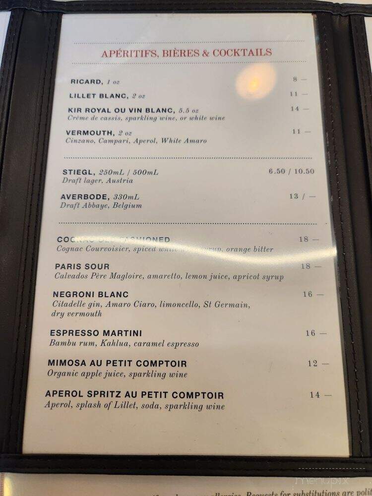 Au Petit Comptoir - Vancouver, BC menu_pic