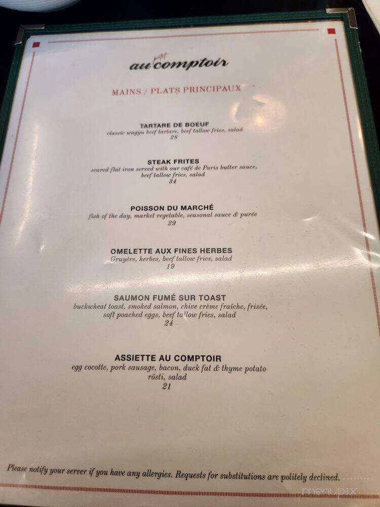 Au Petit Comptoir - Vancouver, BC menu_pic