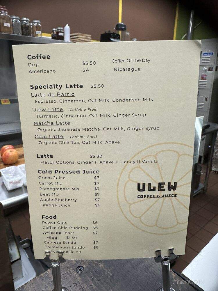 Ulew Coffee & Juice - Los Angeles, CA menu_pic