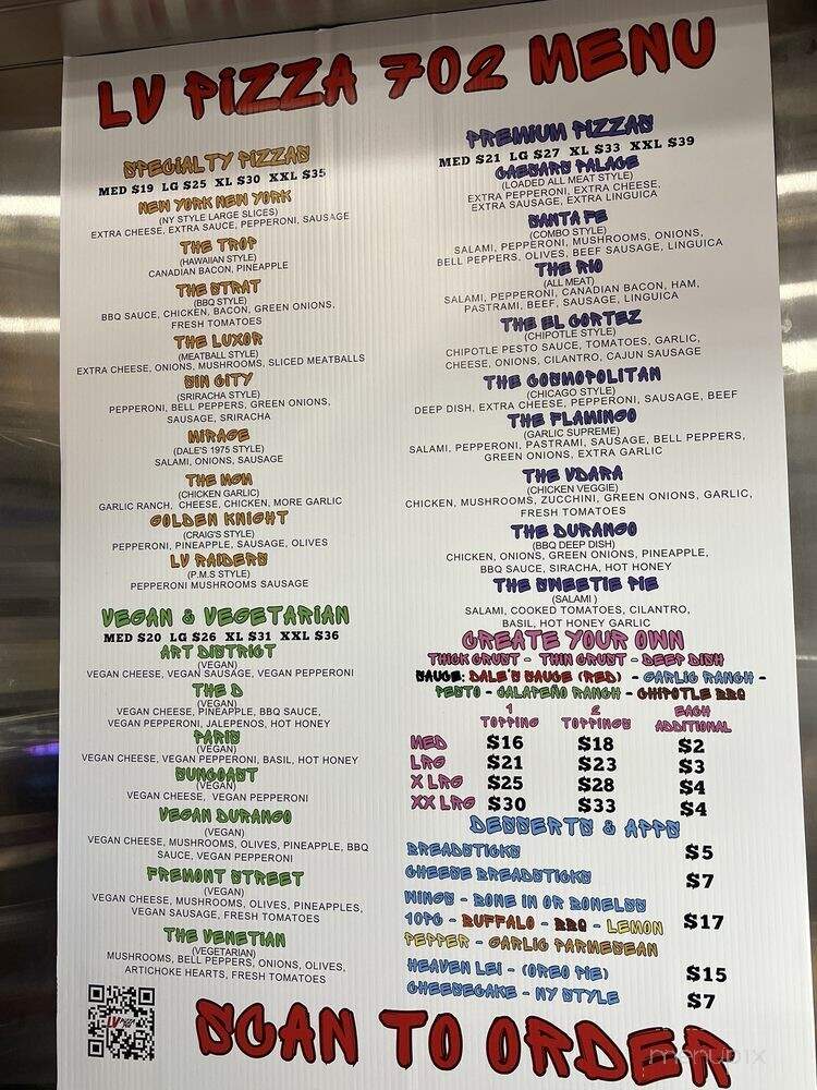 Las Vegas Pizza 702 - Las Vegas, NV menu_pic