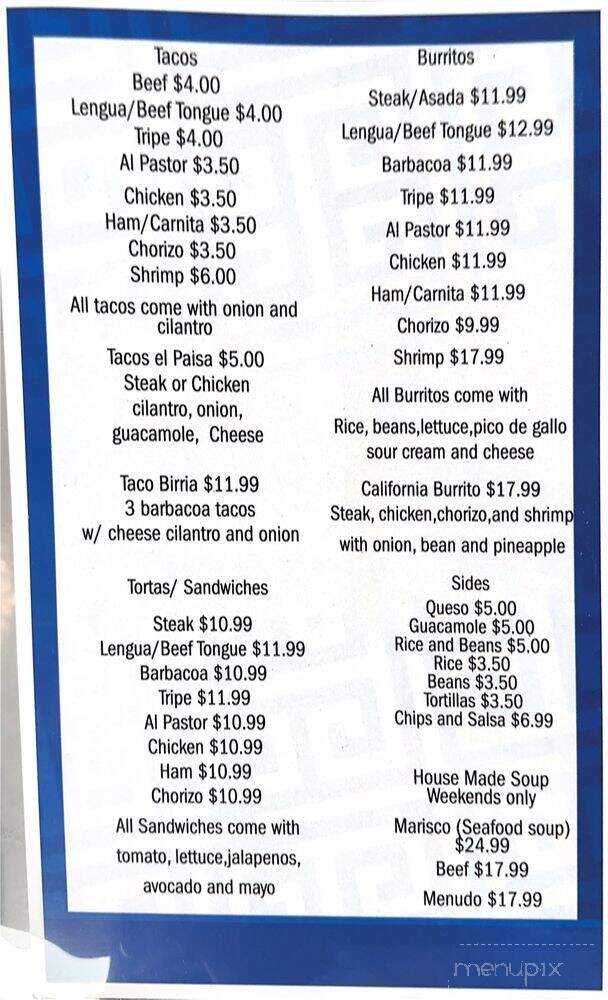 Los Tres Hermanos Restaurant - Cincinnati, OH menu_pic