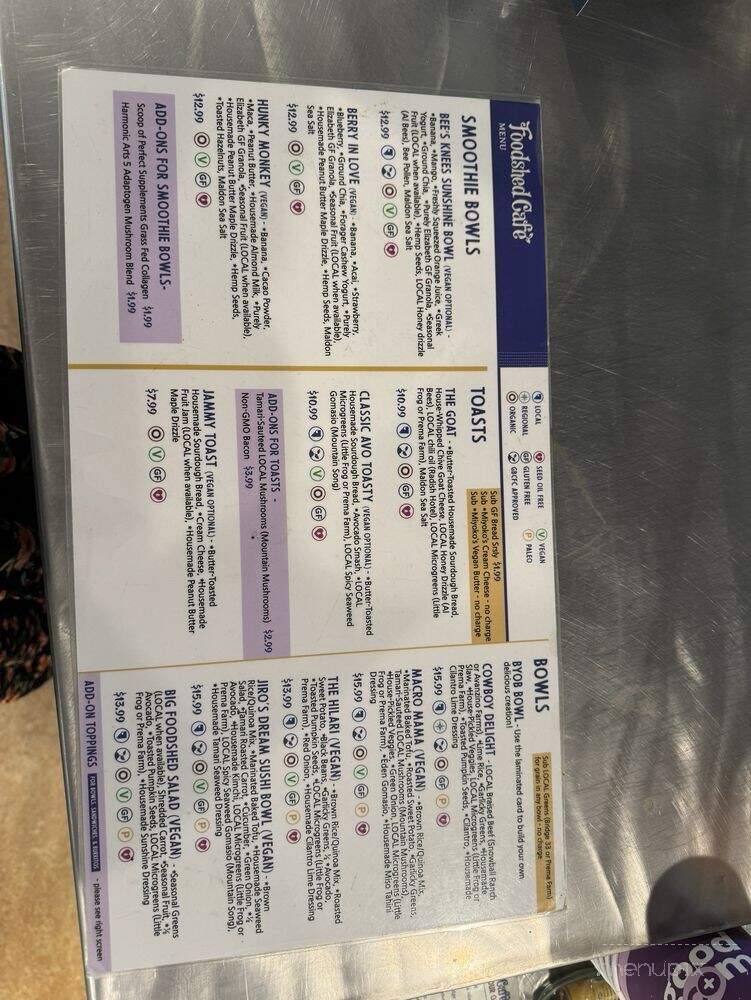 Foodshed Cafe - Reno, NV menu_pic