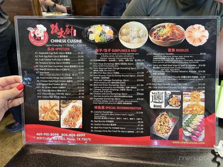 Chef Sun's Noodle & Dumpling - Plano, TX menu_pic