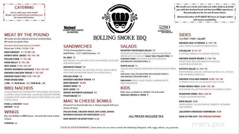 Rolling Smoke - Wheat Ridge, CO menu_pic