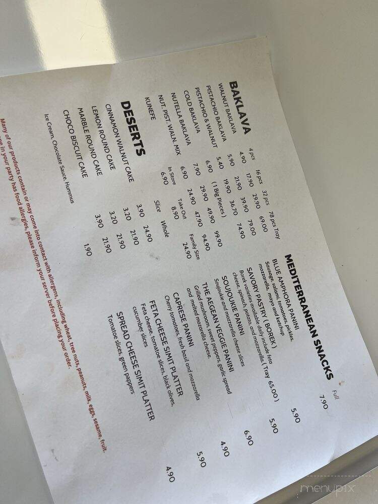 Blue Amphora - Orlando, FL menu_pic