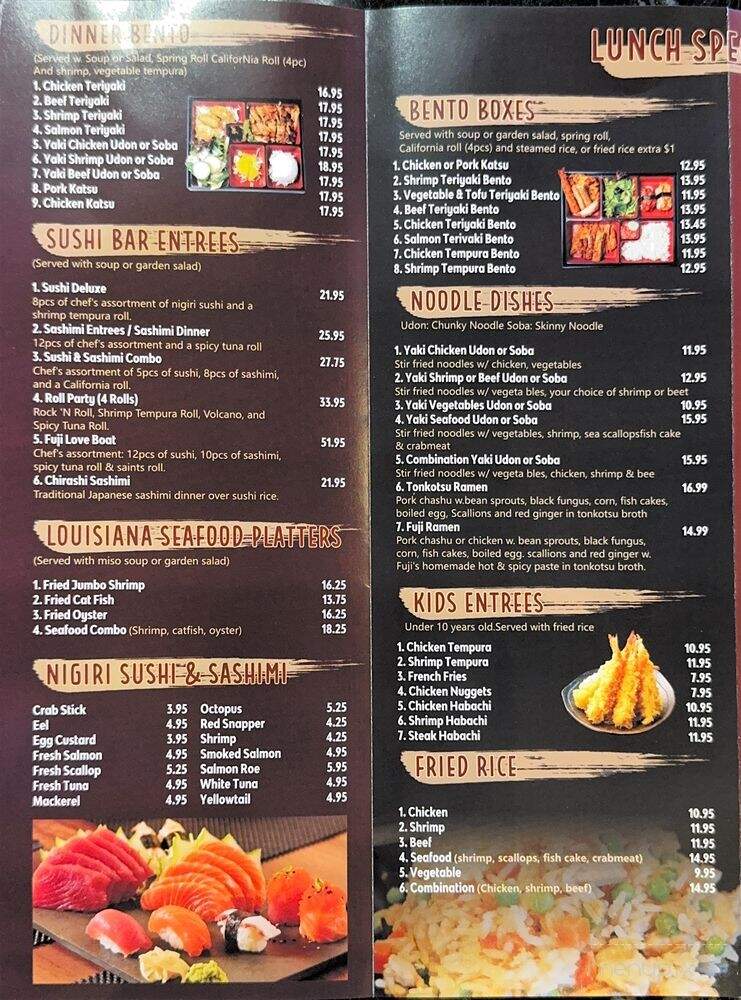 Fuji Sushi Hibachi - Covington, LA menu_pic