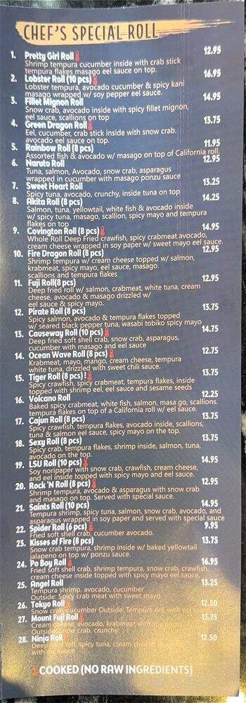 Fuji Sushi Hibachi - Covington, LA menu_pic