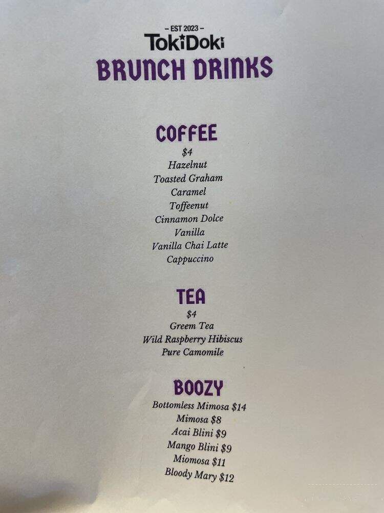 TokiDoki Burger - Minneapolis, MN menu_pic