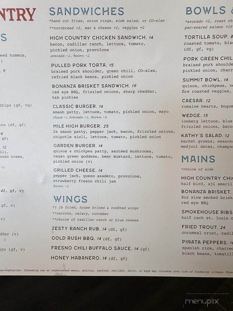 High Country - Boulder, CO menu_pic