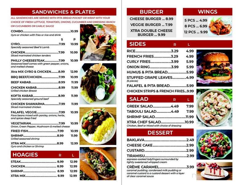 Xtra Diner Gyro & Grill - Nashville, TN menu_pic