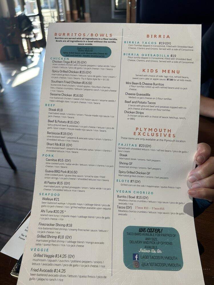 Lago Tacos - Plymouth, MN menu_pic