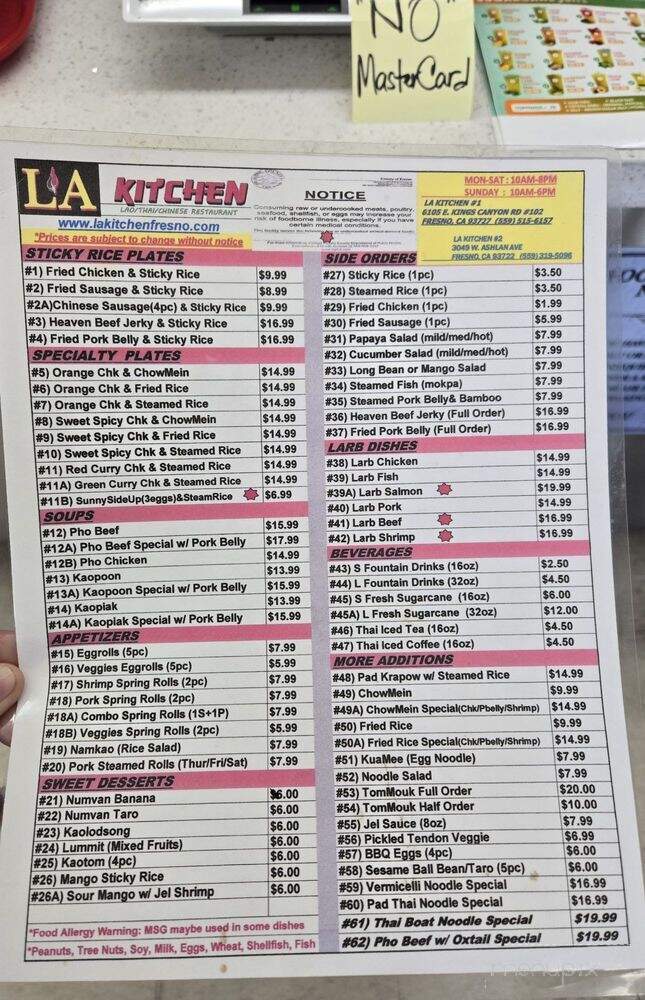 LA Kitchen - Fresno, CA menu_pic