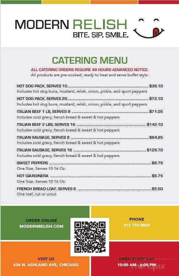 Modern Relish - Chicago, IL menu_pic