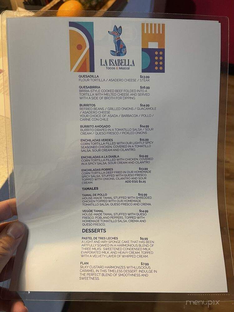 La Isabella - Tacoma, WA menu_pic