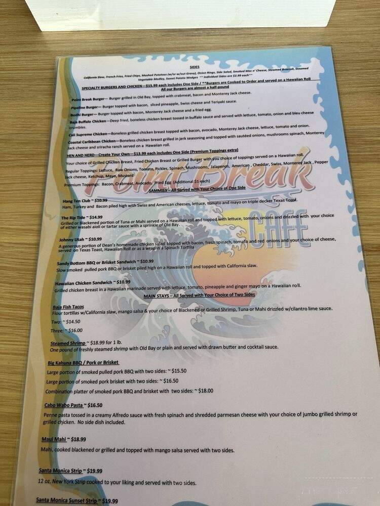 Point Break Cafe - Chesapeake, VA menu_pic