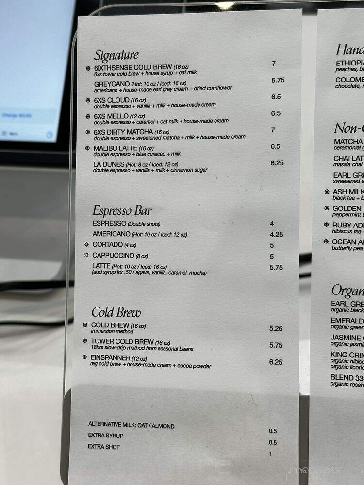 6xs Coffee Dtla - Los Angeles, CA menu_pic