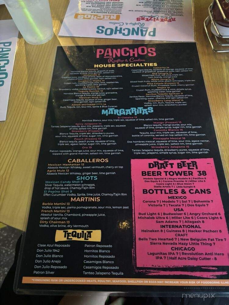 Pancho's Rooftop Cantina - Chicago, IL menu_pic