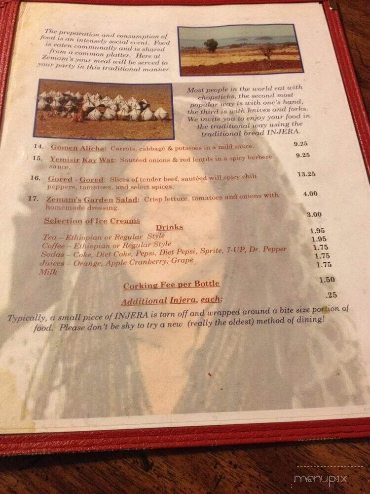 Zemam's Ethiopian Cuisine - Tucson, AZ menu_pic