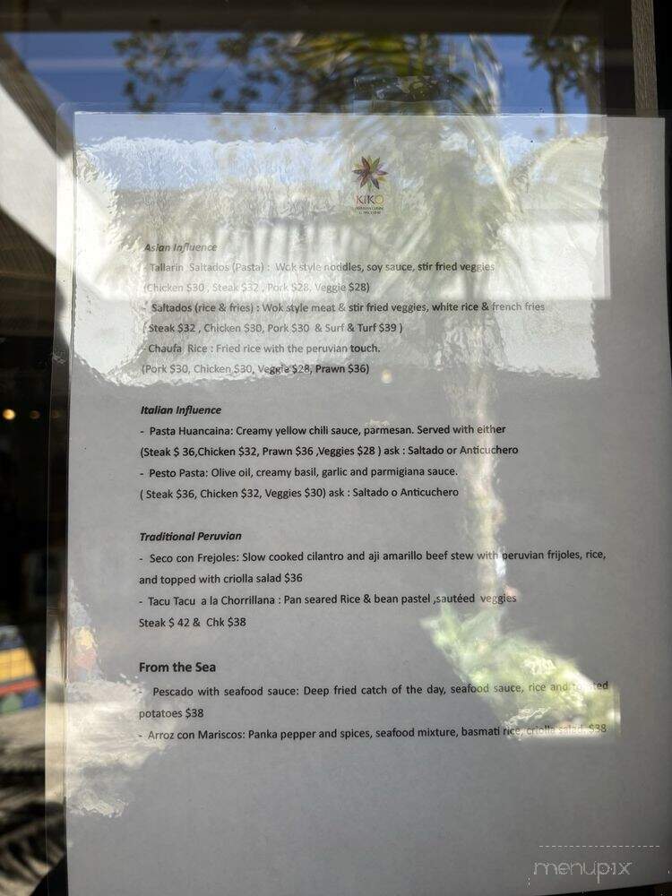 Kiko Restaurant - San Luis Obispo, CA menu_pic