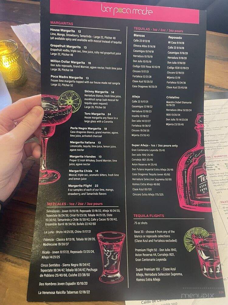 Bar Poca Madre - Burr Ridge, IL menu_pic