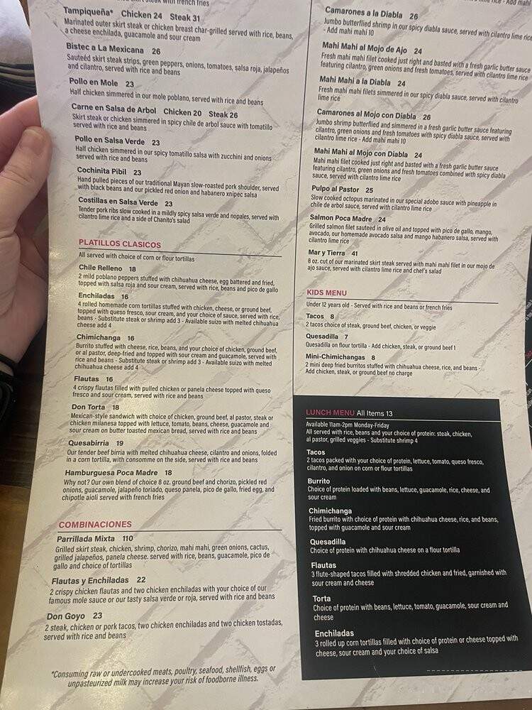 Bar Poca Madre - Burr Ridge, IL menu_pic