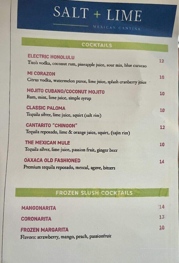 Salt + Lime Mexican Cantina - West Hartford, CT menu_pic