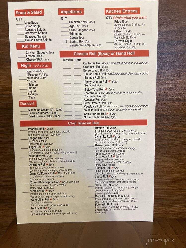 Asahi Sushi - Charlotte, NC menu_pic
